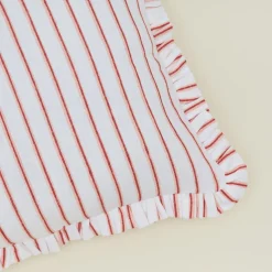 Craft Boat Pillows^Block Printed Striped Ruffled Pillow Cover