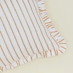 Craft Boat Pillows^Block Printed Striped Ruffled Pillow Cover
