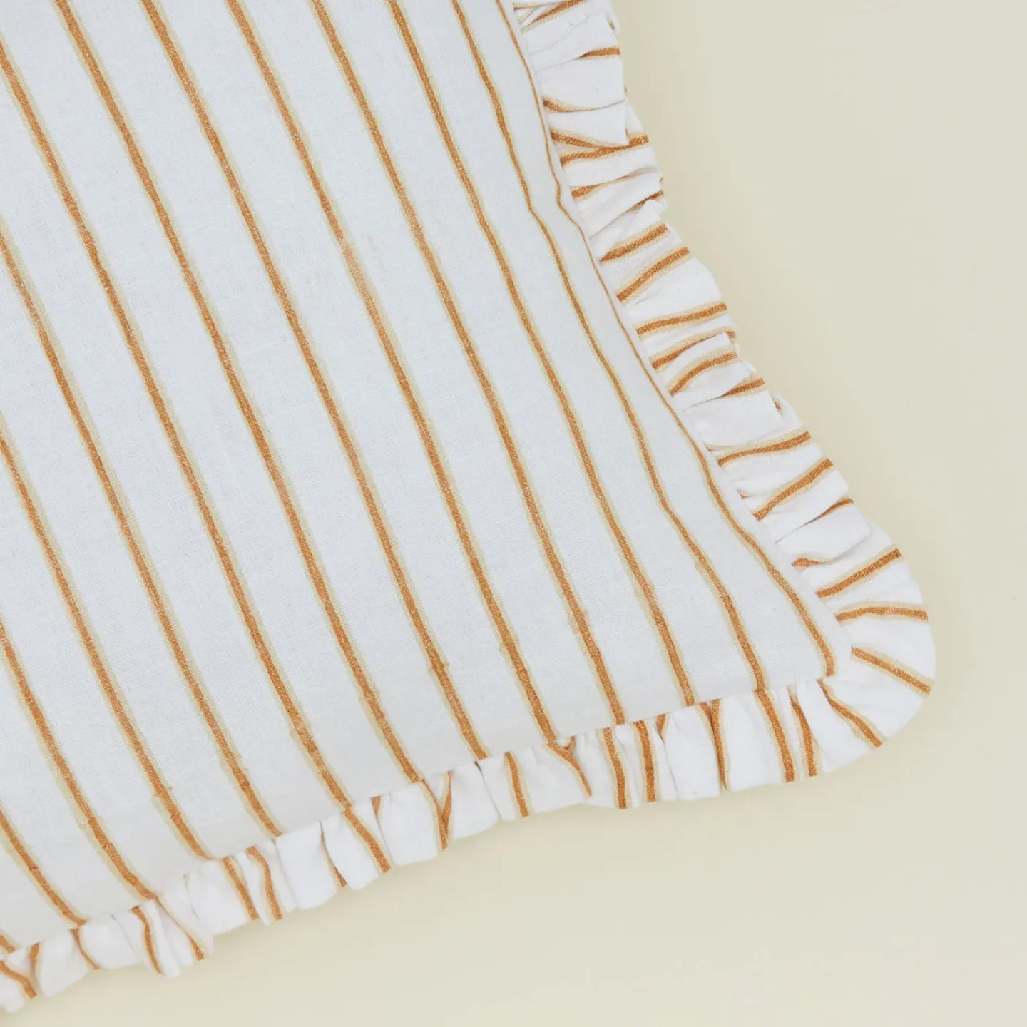 Craft Boat Pillows^Block Printed Striped Ruffled Pillow Cover