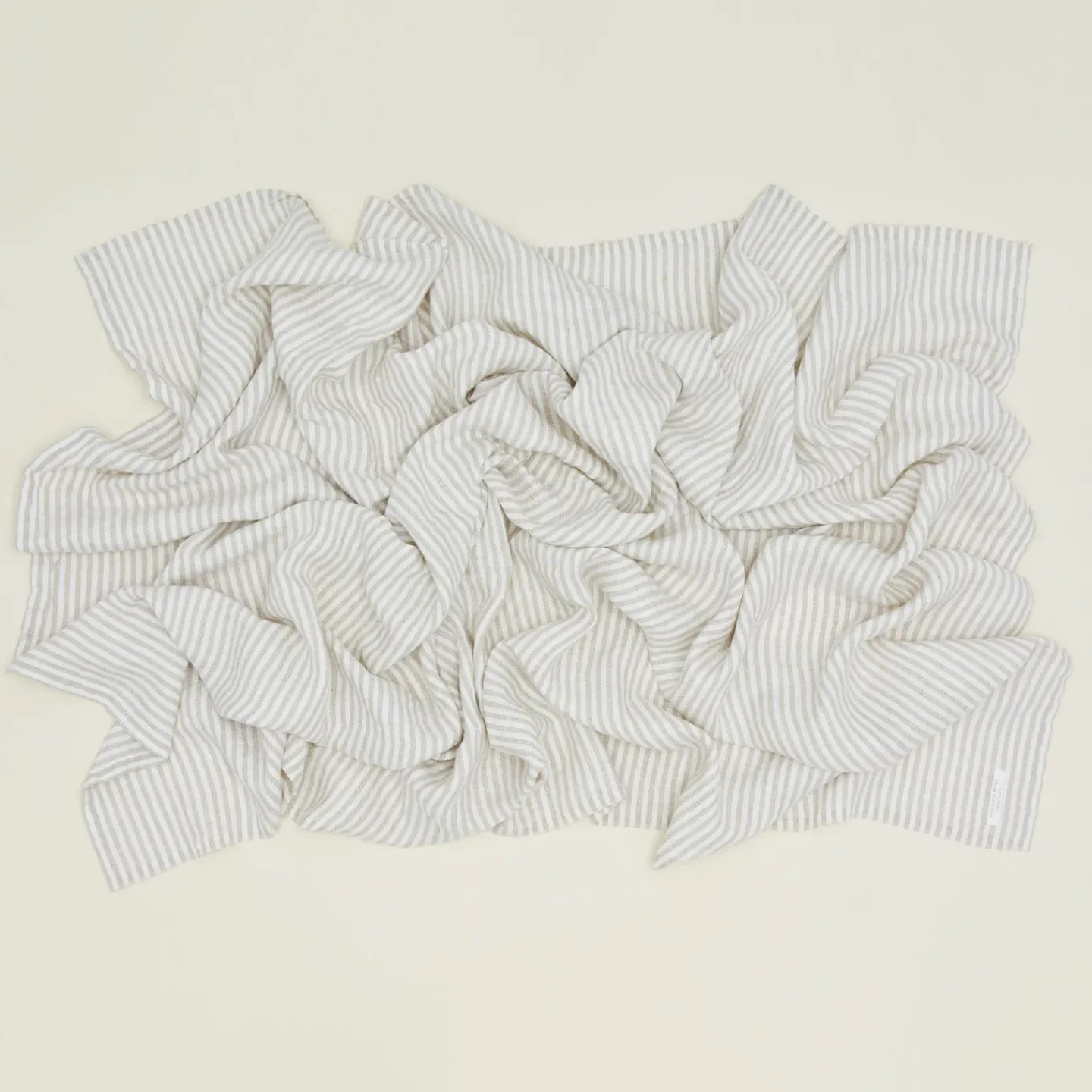 Fog Linen Throws^Chambray Linen Throw Blanket - White Stripe