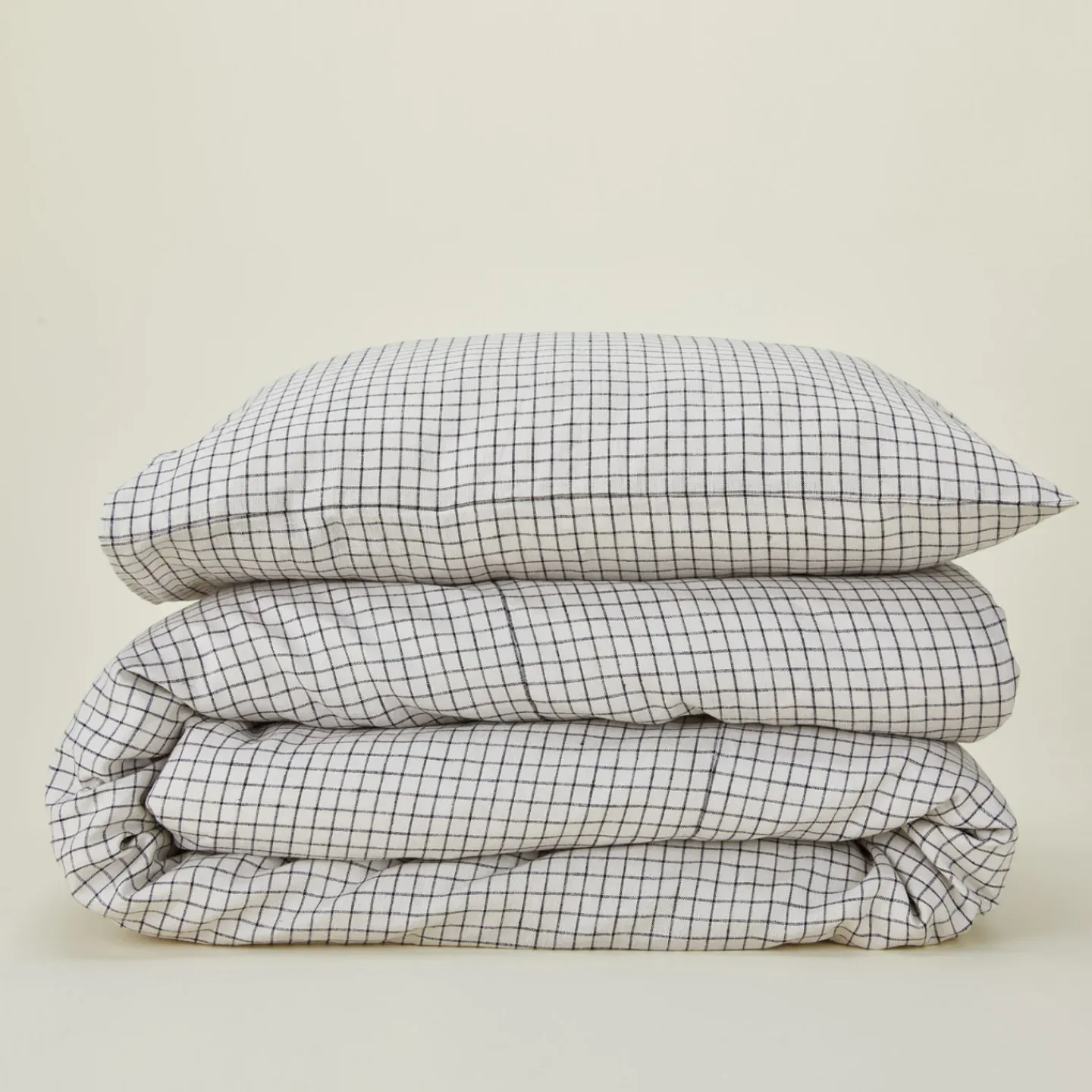 Fog Linen Duvets^Checked Linen Duvet Cover