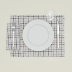 Fog Linen Table Linens^Checked Linen Napkin, Set of 4