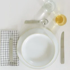 Fog Linen Table Linens^Checked Linen Napkin, Set of 4