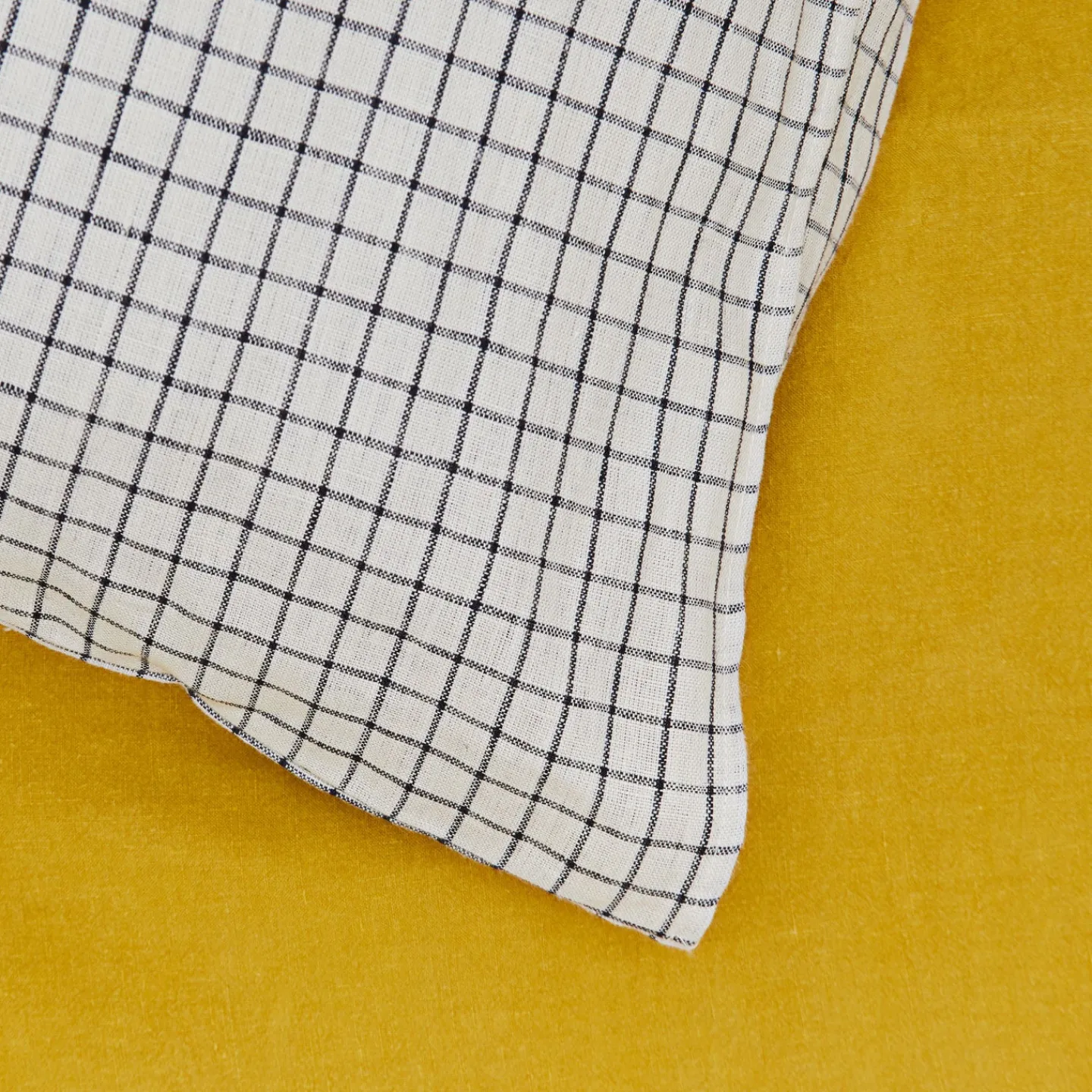 Fog Linen Pillows|Pillows & Shams^Checked Linen Pillowcase