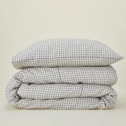 Fog Linen Pillows|Pillows & Shams^Checked Linen Pillowcase