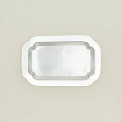 Fog Linen Glassware & Barware|Serveware^Decorative Edge Rectangular Silver Tray