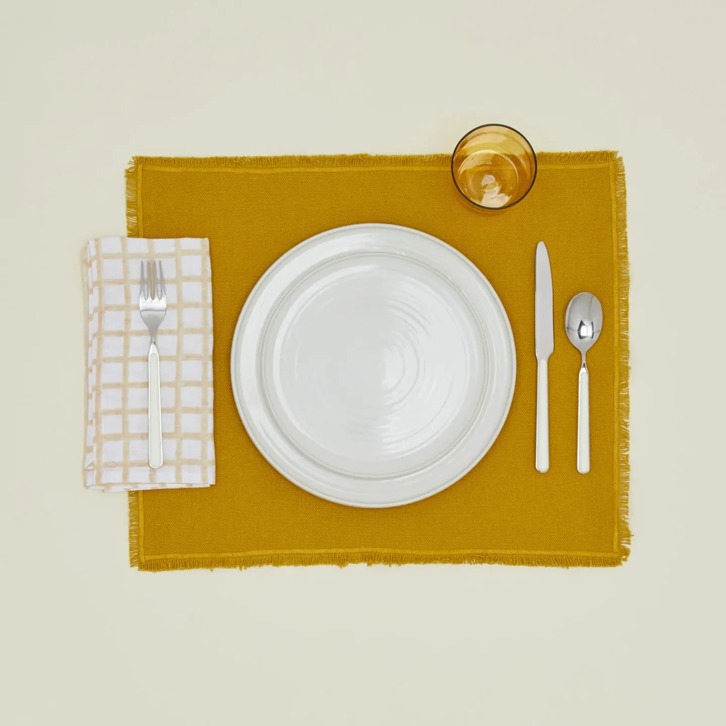 Craft Boat Table Linens^Hand Block Grid Napkin, Set of 2