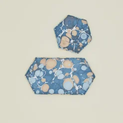 Craft Boat Serveware|Office & Games^Marbleized Hexagon Tray, Set of 2