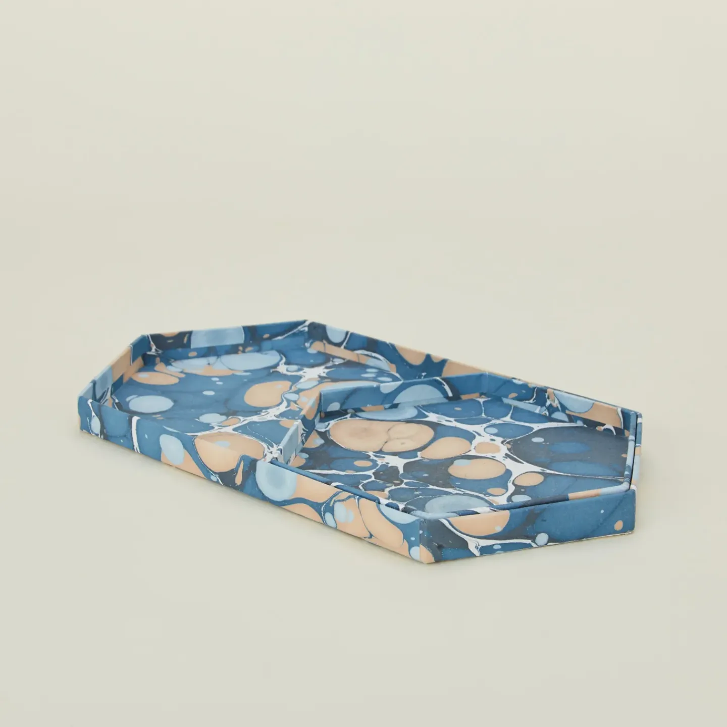 Craft Boat Serveware|Office & Games^Marbleized Hexagon Tray, Set of 2