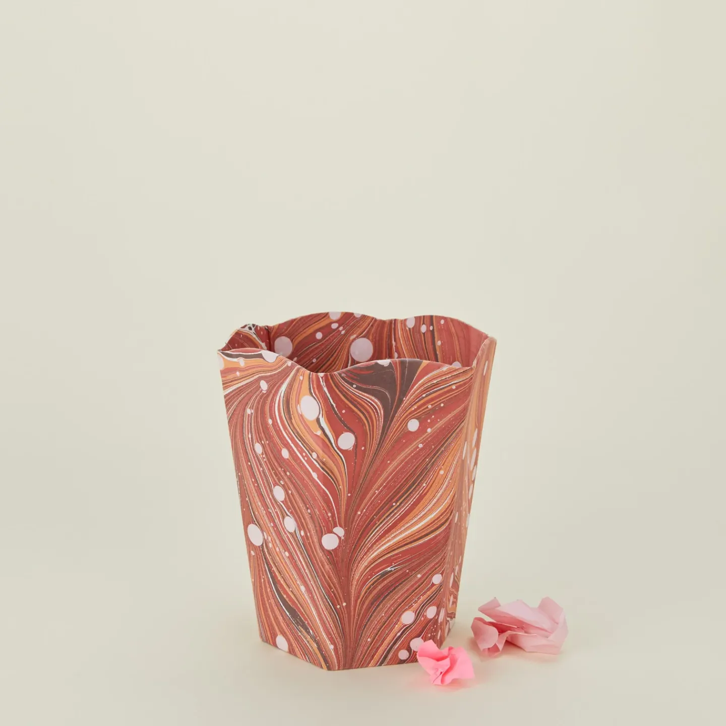 Craft Boat Bath Accessories|Baskets & Storage^Marbleized Scalloped Wastebasket