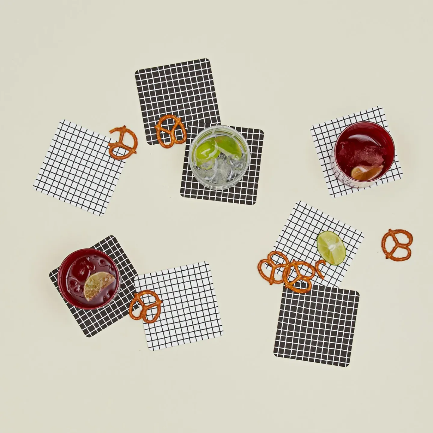 And Here We Are Glassware & Barware^Reusable Paper Coaster, Set of 8 - Gridded