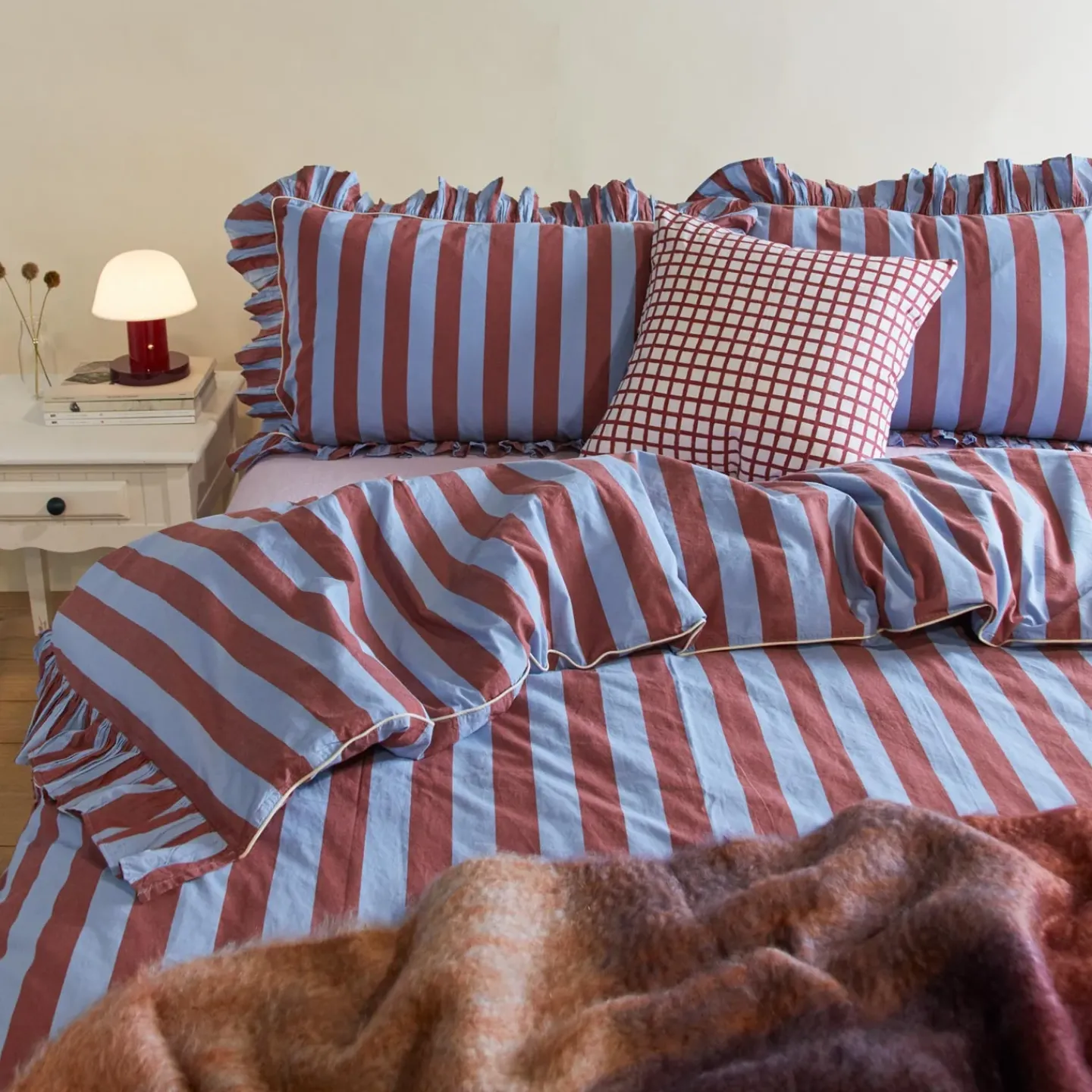 TBCo Pillows|Pillows & Shams^Striped + Ruffled Pillowcases, Set of 2